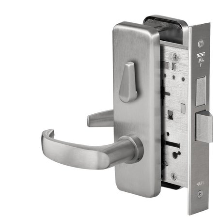 BEST Grade 1 Privacy Mortise Lock, 14 Lever, J Escutcheon, Non-Keyed, Satin Stainless Steel Finish, Field 45H0L14J630